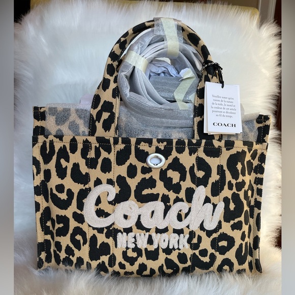 Coach Leopard Canvas Tote Bag Nwt - Picture 4 of 11